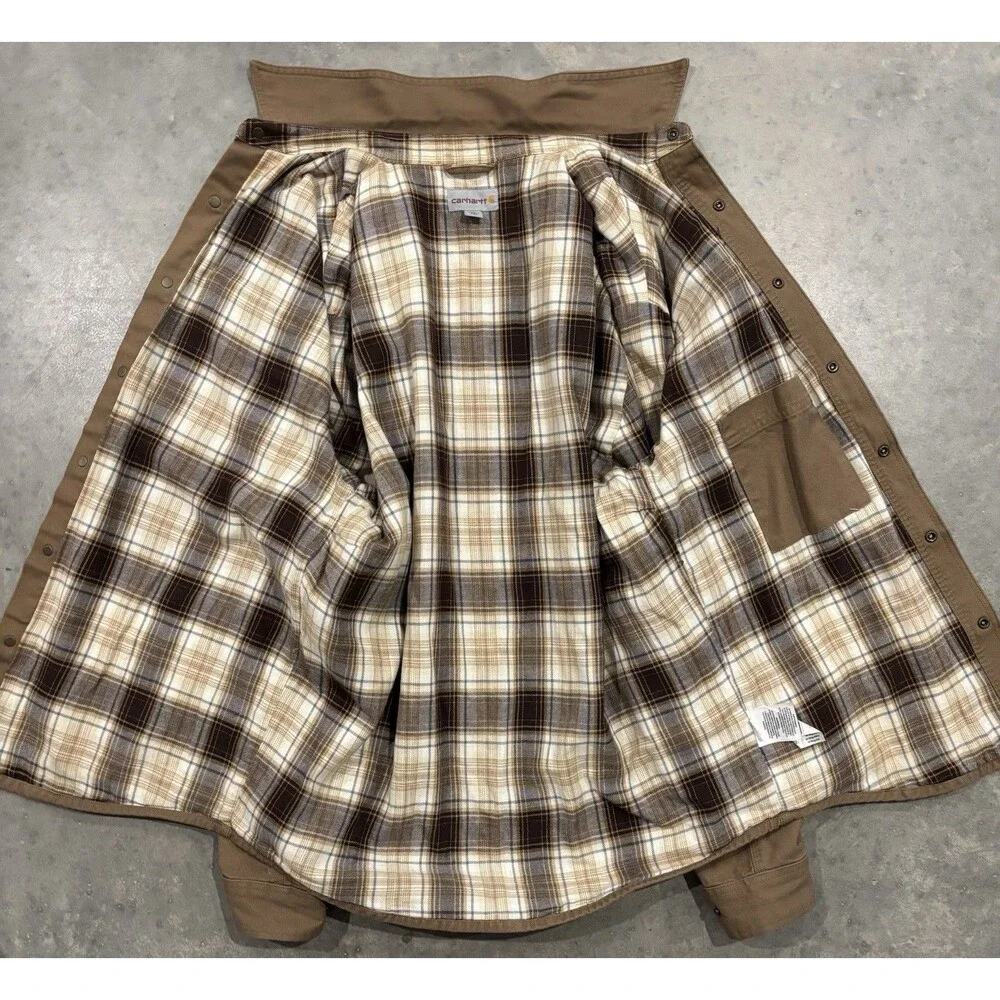 Carhartt Jacket Mens M Brown Flannel Lined Canvas Work Chore Coat 100590-903 - Picture 3 of 6